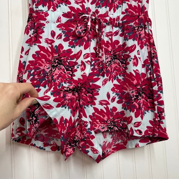 Splendid Red Mediterranean Blossom Drawstring Romper Playsuit Size M - Picture 5 of 11